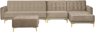 Modulsofa Samtstoff Schlaffunktion sandbeige linksseitig Ottomane ABERDEEN