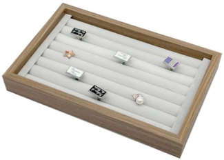 mixed24 Schmuckkasten Kleine Holz Ringlade Ringbox Ringe Schmuckbox Schmuckkiste Ringdisplay, Aufbewahrung Präsentation Vorzeigetablett Dunkelbraun