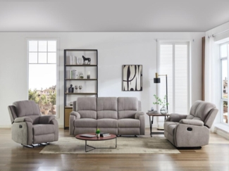 Vente-unique - Relaxsofa 3-Sitzer & Relaxsessel - Mikrofaser - Hellgrau - BRODY