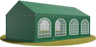 TOOLPORT Festzelt Partyzelt 4x8 m PREMIUM, hochwertige PVC Plane 750 N in dunkelgrün 100% wasserdicht mit Bodenrahmen