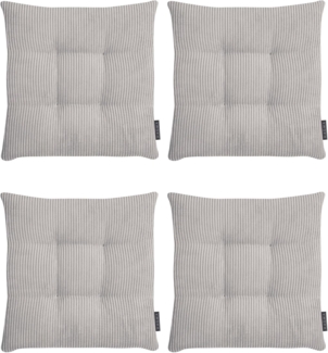 MAGMA Stuhlkissen Sitzkissen INGA - ca. 35 x 35 x 5 cm Cordstoff 4er Set grau