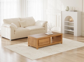 Vente-unique - Couchtisch mit 2 Schubladen & 1 Ablagefach - Teakholz - Holzfarben - ALEMIA