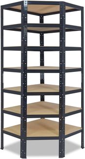 shelfplaza BLACK 230x60x30 cm Eckregal in schwarz mit 7 Böden und 125 kg Traglast pro Boden