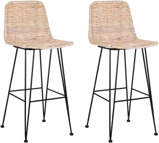 Barhocker Rattan natürlich 2er Set CASSITA