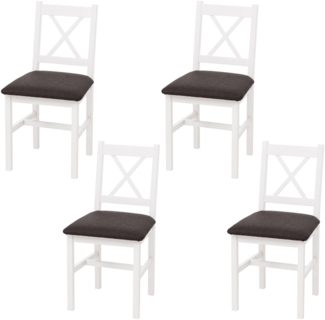 4er-Set Esszimmerstuhl HWC-F77, Lehnstuhl Küchenstuhl Stuhl, Massiv-Holz Stoff Landhaus ~ weiß, Polster schwarz