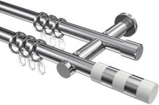 Gardinenstangen-Set Platon Mavell 200 cm, 2-läufig, 20 mm Ø Chrom