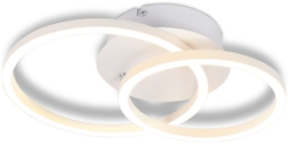 ZMH LED-Deckenleuchte, 2 Ringe, weiß, schwenkbar, modernes, rundes Design, 24 W, 3000 K