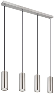 LED Hängeleuchte, 4-flammig, Metall, chrom, rund, H 120 cm