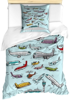 Abakuhaus Bettwäsche Milbensicher Allergiker geeignet mit Kissenbezug, Microfaser, Luftfahrt Flugzeuge Hubschrauber