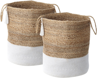 Aufbewahrungskorb Jute weiß beige 2er Set GAJAR