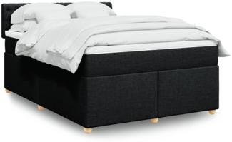 vidaXL Boxspringbett mit Matratze Schwarz 140x190 cm Stoff 3288984