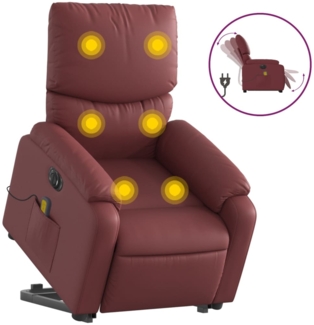 vidaXL Massagesessel mit Aufstehhilfe Elektrisch Weinrot Kunstleder 3204911