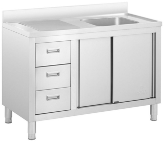 Royal Catering Spülenschrank Spülenschrank - 1 Becken - Royal Catering - Edelstahl - 400x400x300mm