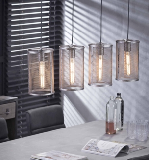 Pendelleuchte Hängeleuchte FOUR mit 4 Schirmen Silber Antik Look