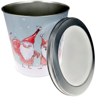 Macosa Home Keksdose Gebäckdose XL Metall Rot Weiß od. Wichtel, (Blechdose Plätzchenaufbewahrung, Plätzchen Vorratsdose Weihnachten), 23 cm rund Keksdose Aufbewahrungsdose