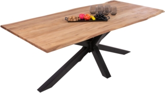 Esstisch Baumkante massiv Akazie eichefarben 140 x 80 cm Spider-Gestell schwarz DEREK 141799421
