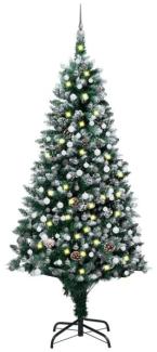 vidaXL Künstlicher Weihnachtsbaum mit LEDs Kugeln Zapfen 240 cm, Mit Beleuchtung [3077705]