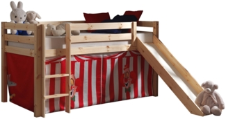 Kinderbett mit Rutsche Karolina Massivholz Natur Textilset Zirkus