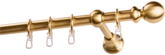 GARESA Gardinenstange ANDREA, Ø 20 mm, 1-läufig, Wunschmaßlänge, verschraubt, Metall, Vorhanggarnitur, verlängerbar, Endknopf Kugel lang, mit Ringen