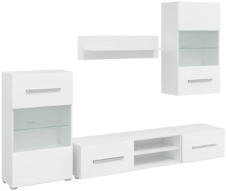 vidaXL 5-tlg. Wohnwand mit LED-Beleuchtung Mattweiß Holzwerkstoff 3324229