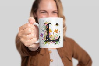 WS-Trend Tasse Name A bis Z und 0 bis 9 Blumen Bienen Kaffeetasse Teetasse Geschenk, Keramik