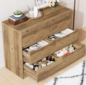HOMECHO Kommode, Sideboard mit 6 Schubladen, Mehrzweckschrank aus Holz