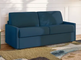 Schlafsofa 3-Sitzer CALIFE - Stoff - Marineblau - Liegefläche: 140 cm - Matratzenhöhe: 22 cm
