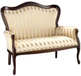 Casa Padrino Luxus Barock Sofa mit Streifen Gold / Dunkelbraun 124 x 74 x H. 107 cm - Gestreiftes Wohnzimmer Sofa im Barockstil - Barock Wohnzimmer Möbel