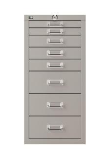 Bisley ECO Schubladenschrank, Silber, 8 Schubladen