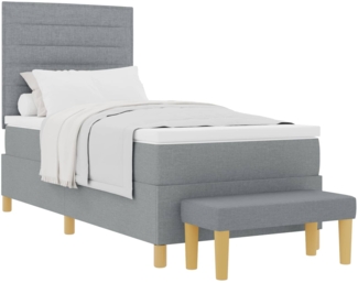 vidaXL Boxspringbett mit Matratze Hellgrau 90x200 cm Stoff 3344191