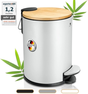 Exitoso Mülleimer 3 L leicht entleerbar Bambus, Kosmetikeimer WC-Eimer Tretmülleimer klein, mit Softclose-Funktion