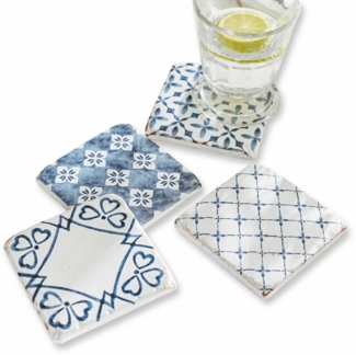 Mirabeau Getränkeuntersetzer Untersetzer 4er Set Sliwa weiß/blau