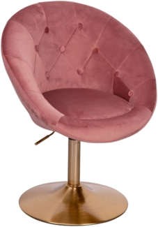 Loungesessel Samt Rosa / Gold Design Drehstuhl, Clubsessel Polsterstuhl mit Rückenlehne, Drehsessel Cocktailsessel Lounge, Sessel mit Stoffbezug