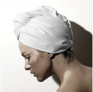 Macosa Home Turban-Handtuch Haarturban Mikrofaser Grau mit Knopfverschluss Haar-Handtuch, Mikrofaser (1-St), schnelles sanftes Trocknen Haartrockentuch Kopf-Handtuch Turban
