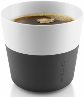 Eva Solo Caffé Lungo-Becher, Mocca, Kaffee, Caffétasse, Porzellan/Silikon, Schwarz, 230 ml, 2er-Set, 501002