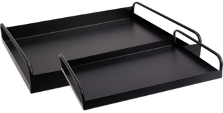 Koopman Dekotablett Tablett Serviertablett Frühstückstablett 2tlg Metalltablett (2 St), 2 Größen, Schwarz, Metall, 37x28 cm, 30x20 cm