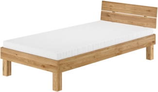 Schönes Massivholzbett Einzelbett 90x200 Eiche geölt Zubehör wählbar V-60.88-09Rollrost und Matratze inkl.