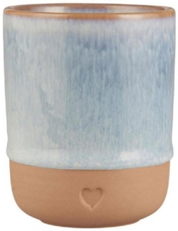 Ib Laursen Tasse Ib Laursen Becher Heart mattbraunes Ton hellblaue Effektlasur (8,8x7 cm