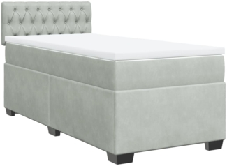 vidaXL Boxspringbett mit Matratze Hellgrau 90x200 cm Samt 3286216
