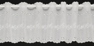 Gardinen Kranzusch Scheibengardine nach Maß Batist Stickerei, Stangendurchzug (1 St), transparent, Stablöcher,transparent,verschiedene Höhen, Breiten