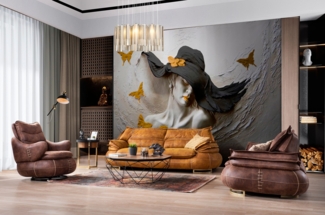 Sitzgruppe/Sofa Set - Wohnzimmergarnitur "Madelief" 3+3+1-Braun/Goldbraun