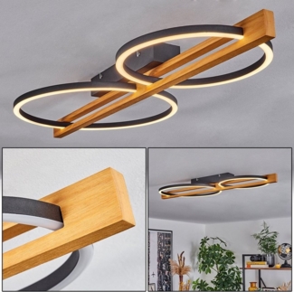 hofstein Deckenleuchte moderne Deckenlampe aus Metall/Holz/Kunststoff in Schwarz/Braun/Weiß, LED fest integriert, 3000 Kelvin, 28 Watt, 1050 Lumen, 3000 Kelvin