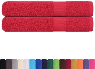 vidaXL Saunatücher 2 Stk. Rot 80x200 cm 360 g/m² 100% Baumwolle 136935