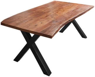 Esstisch Baumkante massiv Akazie nussbaum 140x80 schwarz XANTEN 524860