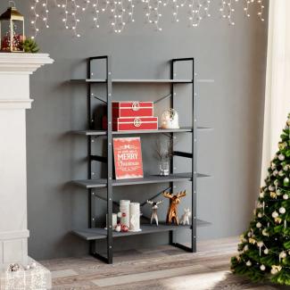 vidaXL Bücherregal 4 Böden Grau 100x30x140 cm Massivholz Kiefer 806484