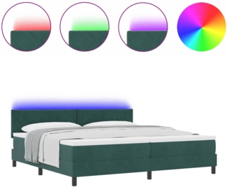vidaXL LED Boxspringbett mit Matratze Dunkelgrün 200 x 200 cm Samt 3342743