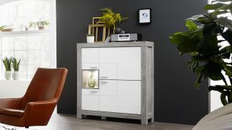 Bega GRANADA Highboard Haveleiche weiß Lack-Laminat mit LED