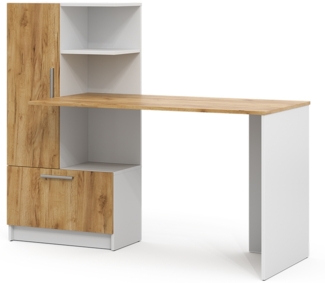 Schreibtisch Tomy Weiß/Goldkraft Eiche 150 x 59 cm Vicco