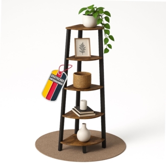 Mein-Regal 3-seitiges Eckregal Vintage Metallregal 5 Ebenen Braun