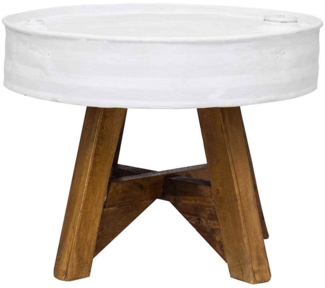 Couchtisch, Sofatisch Altholz Massiv 60x45 cm Weiß